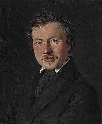 Portrait of painter and curator P. H. Rasmussen (1818–1889) with dark hair and brown beard