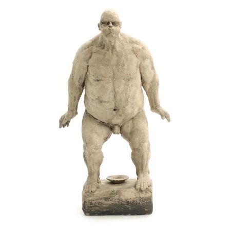 Naked man with bowl