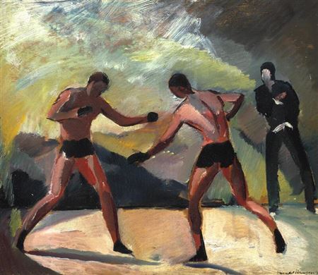 Boksekamp by Harald Hansen - Auction record, sale price, and art valuation. Compare with similar artists and explore comparable artworks.