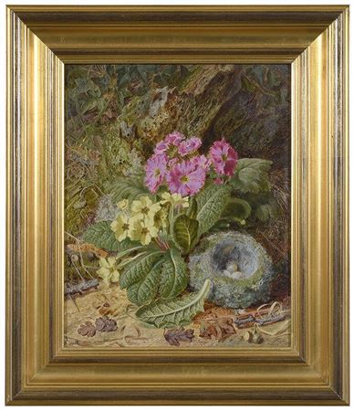Woodland Floor with Primroses and a Birdnest, 1866