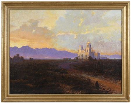 Sunset at The Mission at San Xavier Del Bac, Tucson, Arizona