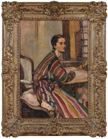 Portrait of Marguerite McBey in a Striped Robe, 1932