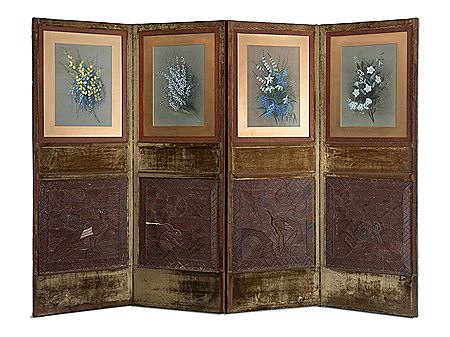 Decorated Screen with Wildflowers