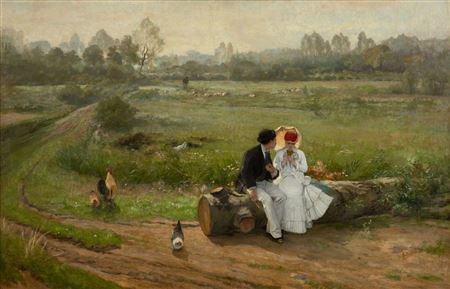 Couple in love on a trunk.