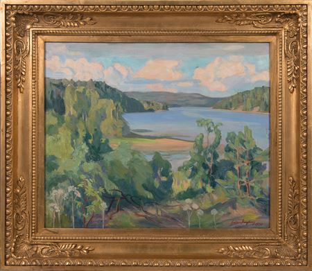 Lake landscape. by Gabriel Karl Engberg - Auction record, sale price, and art valuation. Compare with similar artists and explore comparable artworks.