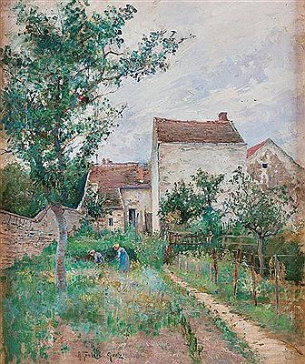 Garden scene from Grez. by Anton Genberg - Auction record, sale price, and art valuation. Compare with similar artists and explore comparable artworks.