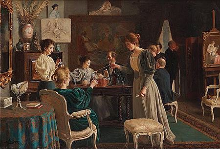 Merry companions, interior from the home of Georg and Hanna Pauli. by Emil Lindgren - Auction record, sale price, and art valuation. Compare with similar artists and explore comparable artworks.