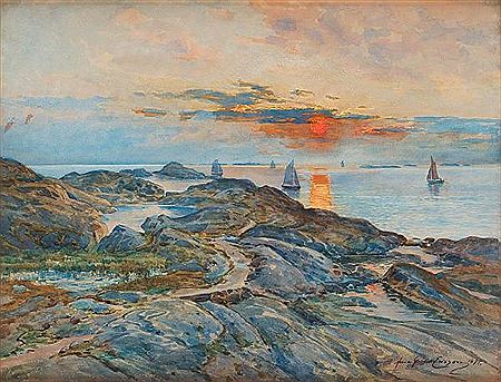 Sunset over the coast by Anna Gardell-Ericson - Auction record, sale price, and art valuation. Compare with similar artists and explore comparable artworks.
