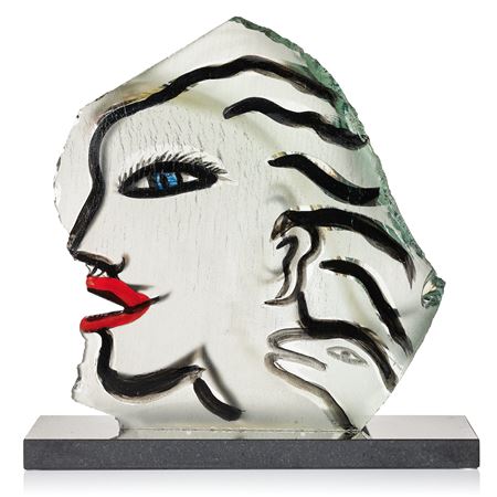 A unique painted glass sculpture 'Marilyn'