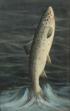 Trout on a Line by William Gillette - Auction record, sale price, and art valuation. Compare with similar artists and explore comparable artworks.