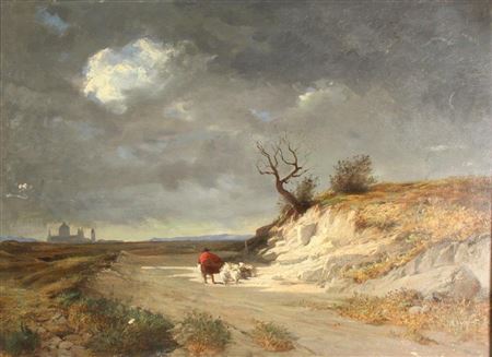 Shepard in a Stormy Landscape by Alfred Emil Paul Etienne Dumont - Auction record, sale price, and art valuation. Compare with similar artists and explore comparable artworks.