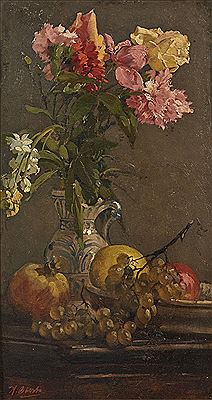 Still life of flowers and fruits by Antonio Oberto - Auction record, sale price, and art valuation. Compare with similar artists and explore comparable artworks.