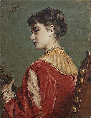 Portrait of a gentlewoman with musical instrument