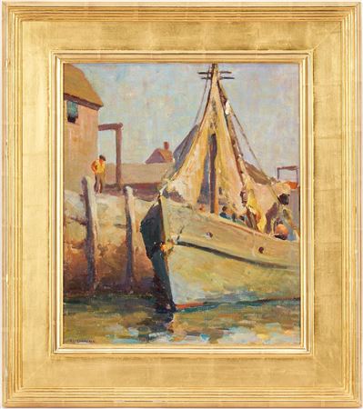 Marine Painting, Harbor Scene