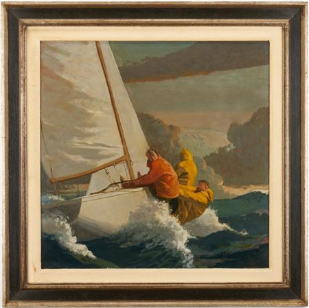 Sample artwork by Geoffrey Lewis (1928 - 2005), known for paintings of marine genre, dramatic landscapes, skyscapes, mountains - View similar artists and auction records