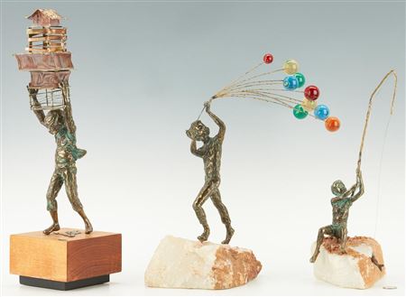 Grouping of three (3) bronze sculptures