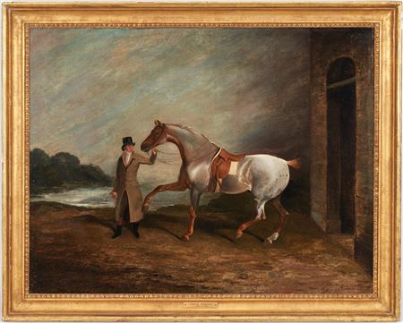 "A Gentleman with a Hunter Beside a Stable"
