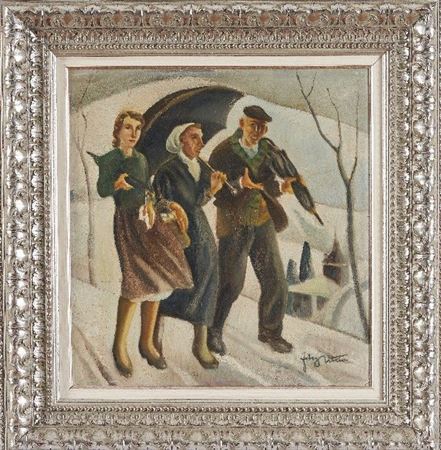 Retour de marché sous la neige