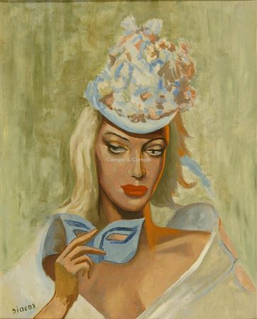 Lady with blue mask