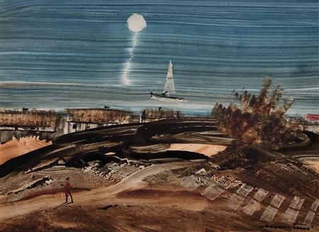 Landscape with sailboat by Andres Montani - Auction record, sale price, and art valuation. Compare with similar artists and explore comparable artworks.