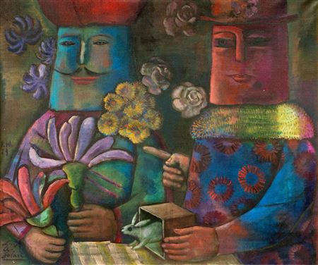 Perhaps two magicians by Luis Alberto Solari - Auction record, sale price, and art valuation. Compare with similar artists and explore comparable artworks.