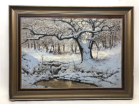 Sample artwork by Laszlo Neogrady (1896 - 1962), known for light filled mountain, snow and forest landscape paintings, teaching - View similar artists and auction records
