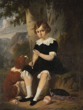 Portrait d'un garçonnet au chien
