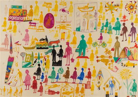 FIGURE E FORME A PIU COLORI, BICICLETTA E CERCHIO ROSSO, 1957-1958