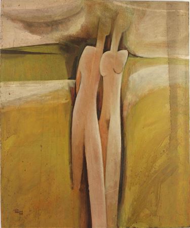 Figures Walking Through Field by Colin Jellicoe - Auction record, sale price, and art valuation. Compare with similar artists and explore comparable artworks.