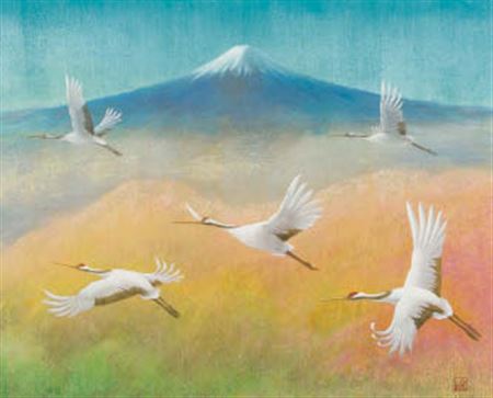 Mt. Fuji with flying clanes