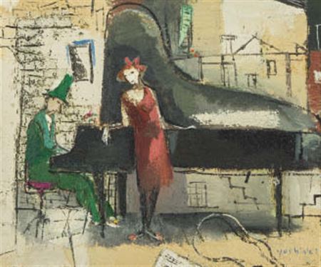 Pianist and woman