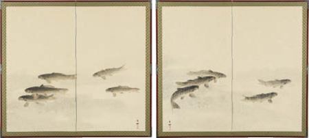 Carp (a pair of 2-panel byobu screens) by Kanjo Yamashita - Auction record, sale price, and art valuation. Compare with similar artists and explore comparable artworks.
