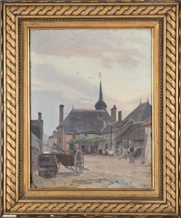 The village square, behind the church.