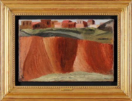 Sample artwork by Joao Hogan (1914 - 1988), known for neofigurative painting, simplified, massive and volumetric landscapes - View similar artists and auction records