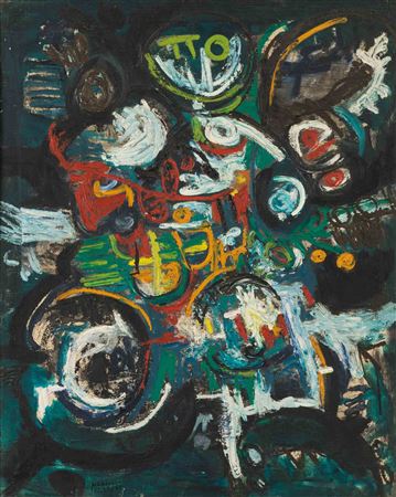 COMPOSITION, 1969 by Miloud Labied - Auction record, sale price, and art valuation. Compare with similar artists and explore comparable artworks.