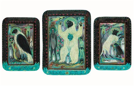 Triptych: White Bear, Pray Bird, Walkin Dog