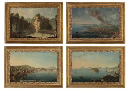 The Grotto of Pozzuoli, Naples; The Torre del Greco with the eruption of Mount Vesuvius beyond; The Riviera di Chiaia, Naples, from the Convento di Sant Antonio, with Vesuvius beyond; and The Bay of Naples from the Punta di Posillipo