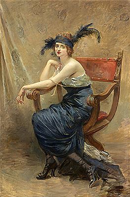 Femme assise dans un fauteuil Dagobert
