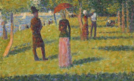 Paysage et personnages (La jupe rose)