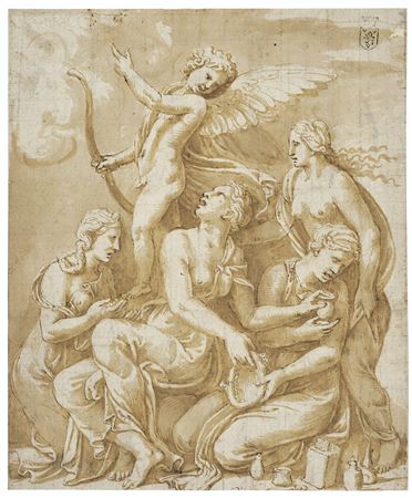 Psyche and her sisters, with Cupid and another woman (?) by Giulio Romano - Auction record, sale price, and art valuation. Compare with similar artists and explore comparable artworks.
