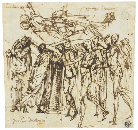 A group of male figures (recto); A map of the winds (verso)