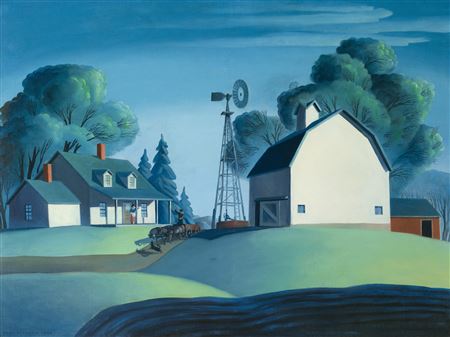 Farm Scene by Dale William Nichols - Auction record, sale price, and art valuation. Compare with similar artists and explore comparable artworks.