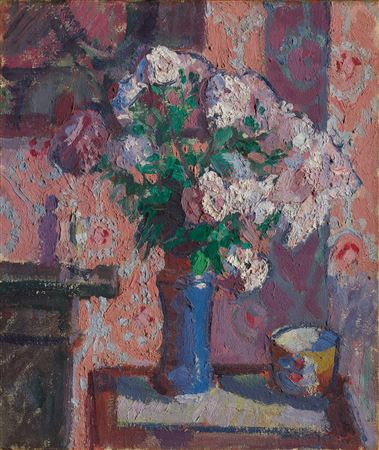 Roses in a Blue Vase