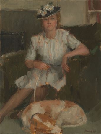 Portrait of a Lady with a Sleeping Dog