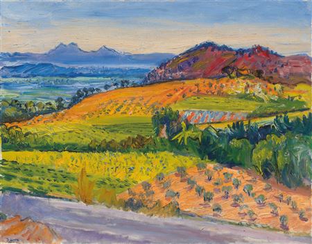 Landscape Near Mérindol with Distant Alpilles, During the Mistral
