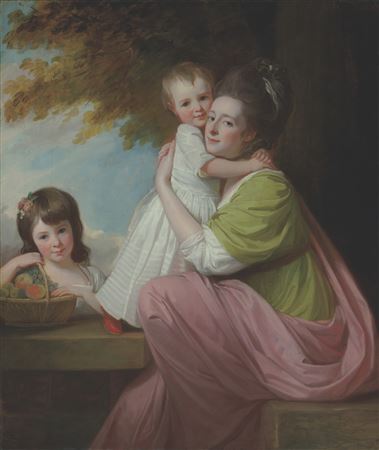 Group portrait of Dorothy Stables (1753-1832), with her daughters, Harriet (1774-1827) and Maria (1775-1821), in a wooded landscape