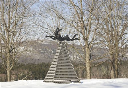 Six Foot Leaping Hare on Steel Pyramid