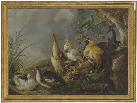 A menagerie of exotic birds in a landscape by Gijsbert Gilisz de Hondecoeter - Auction record, sale price, and art valuation. Compare with similar artists and explore comparable artworks.
