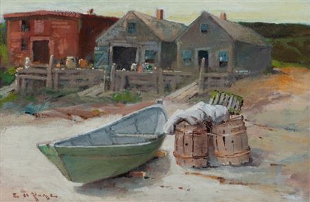 Sample artwork by Edward Page (1850 - 1928), known for town-landscape, marine and portrait painting - View similar artists and auction records