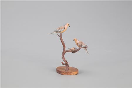 Miniature Dove Pair with Chicks